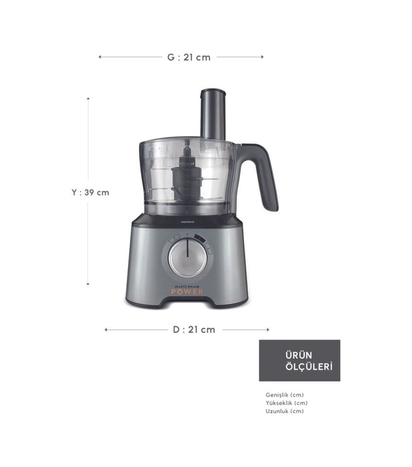 Karaca Mastermaid Power 10 in1 2000 W Mutfak Robotu Uzay Grisi