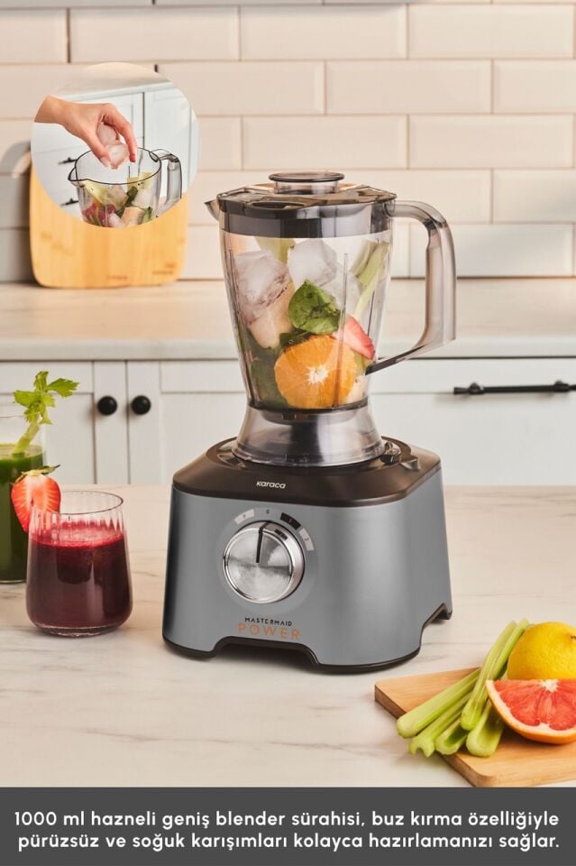 Karaca Mastermaid Power 10 in1 2000 W Mutfak Robotu Uzay Grisi