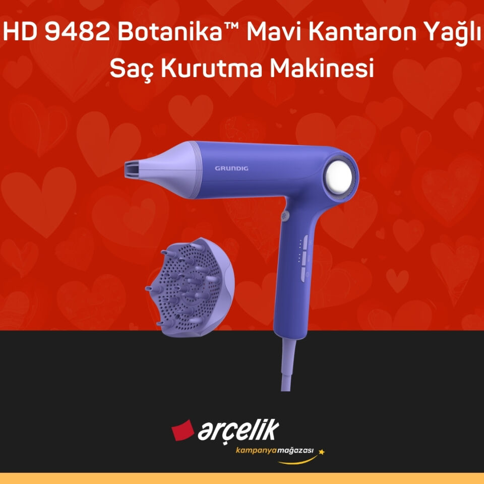 GRUNDIG HD 9482 Botanika™ Mavi Kantaron Yağlı Saç Kurutma Makinesi