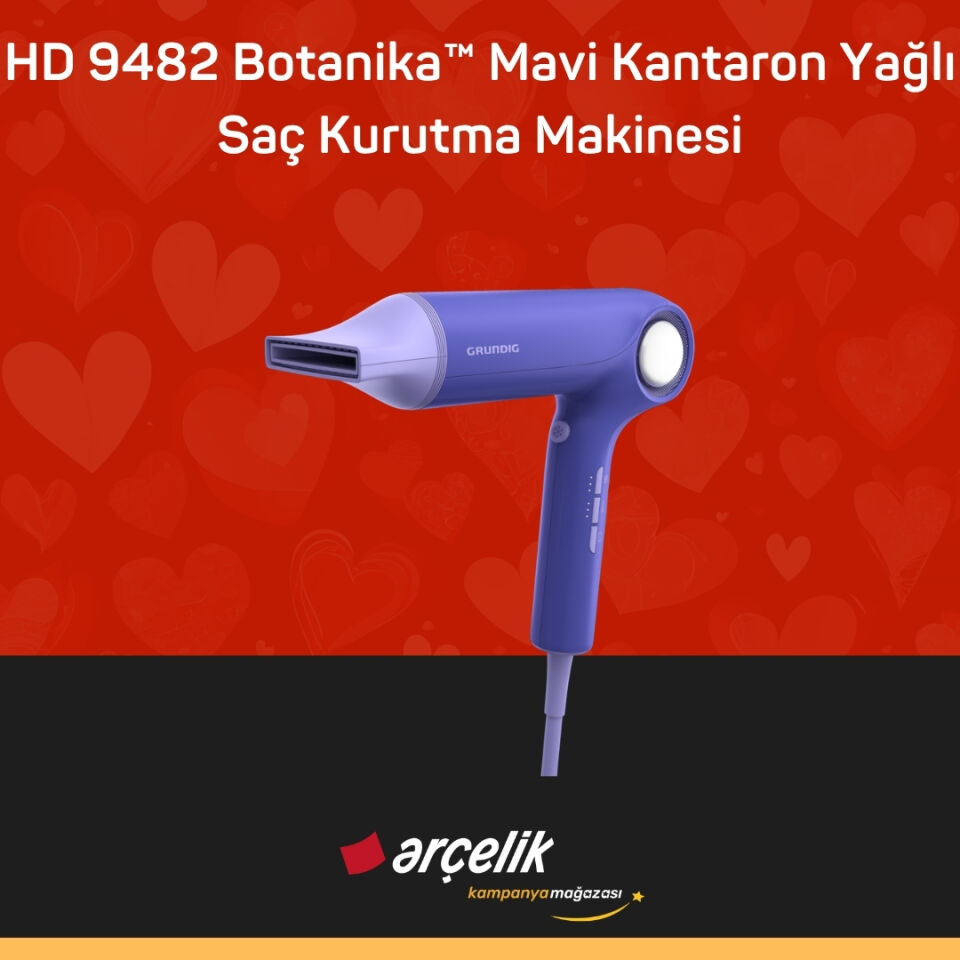 GRUNDIG HD 9482 Botanika™ Mavi Kantaron Yağlı Saç Kurutma Makinesi