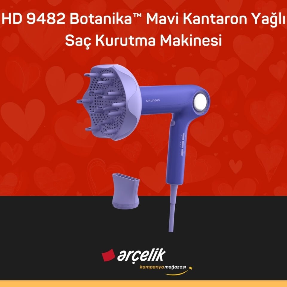 GRUNDIG HD 9482 Botanika™ Mavi Kantaron Yağlı Saç Kurutma Makinesi