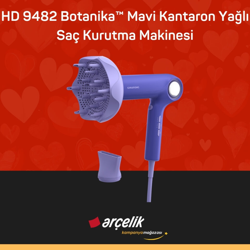 GRUNDIG HD 9482 Botanika™ Mavi Kantaron Yağlı Saç Kurutma Makinesi