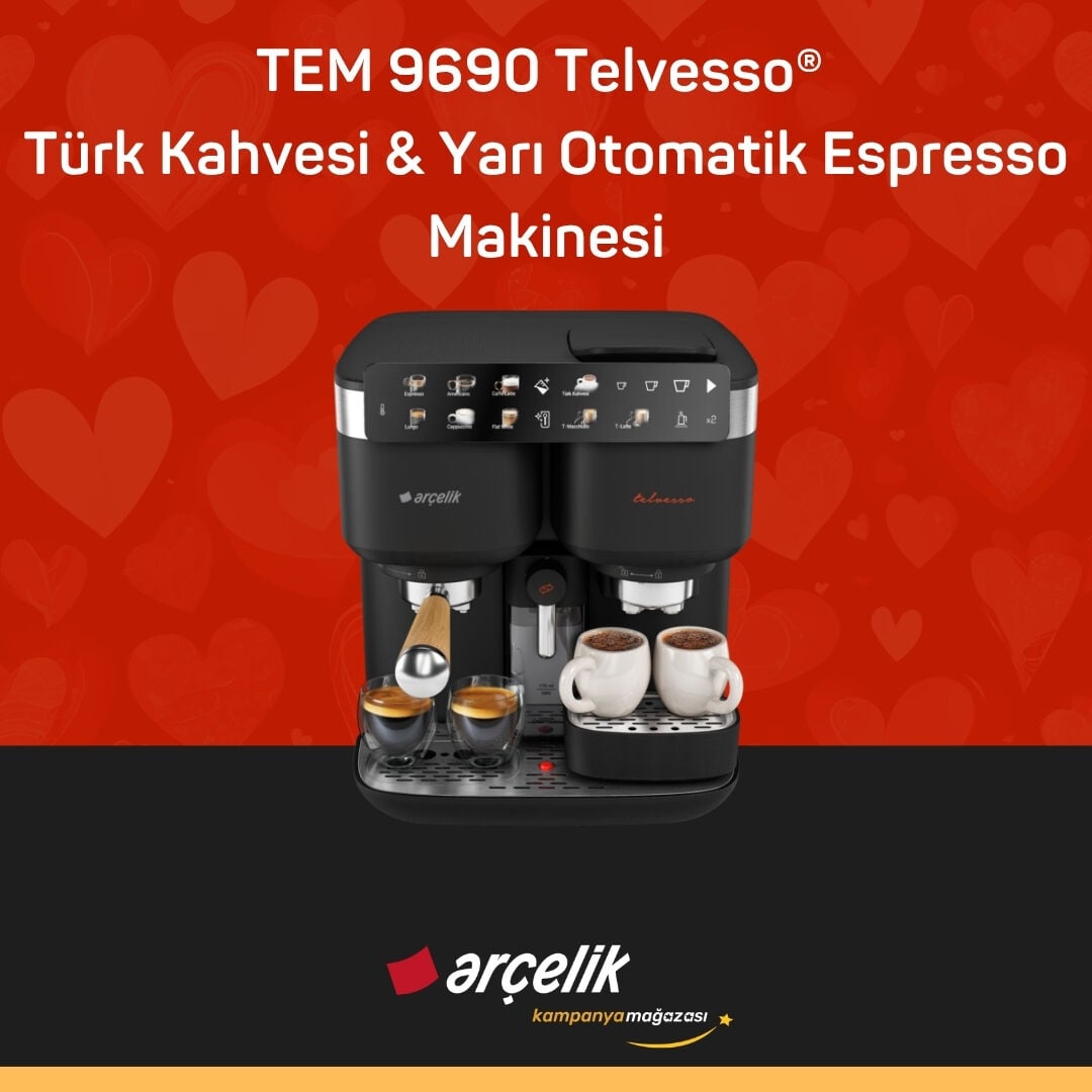 ARÇELİK TEM 9690 Telvesso® Türk Kahvesi Makinesi & Yarı Otomatik Espresso Makinesi