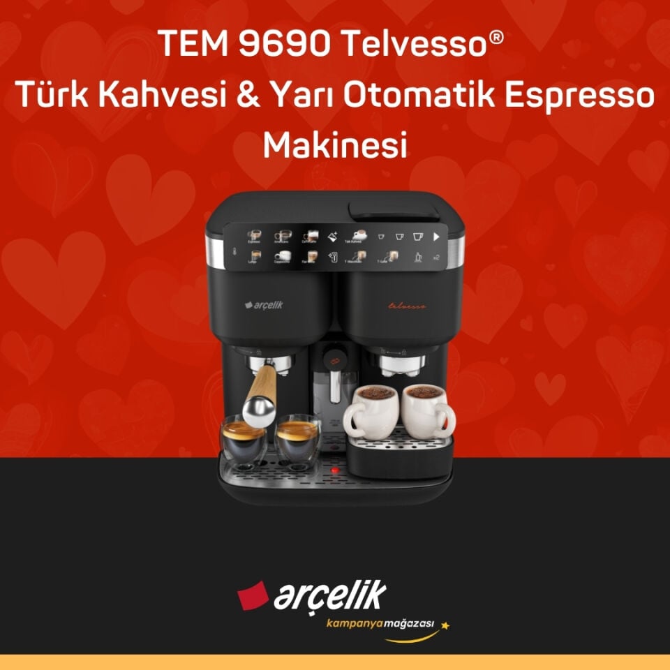 ARÇELİK TEM 9690 Telvesso® Türk Kahvesi Makinesi & Yarı Otomatik Espresso Makinesi