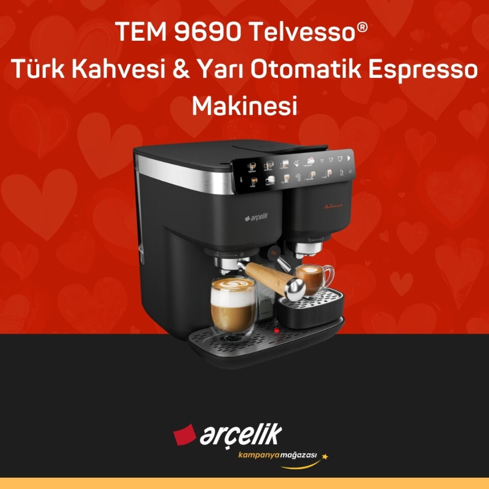 ARÇELİK TEM 9690 Telvesso® Türk Kahvesi Makinesi & Yarı Otomatik Espresso Makinesi