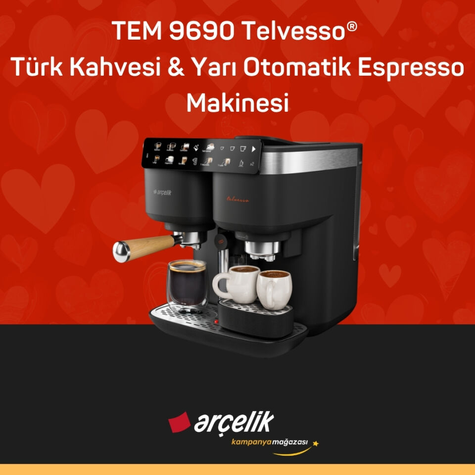 ARÇELİK TEM 9690 Telvesso® Türk Kahvesi Makinesi & Yarı Otomatik Espresso Makinesi