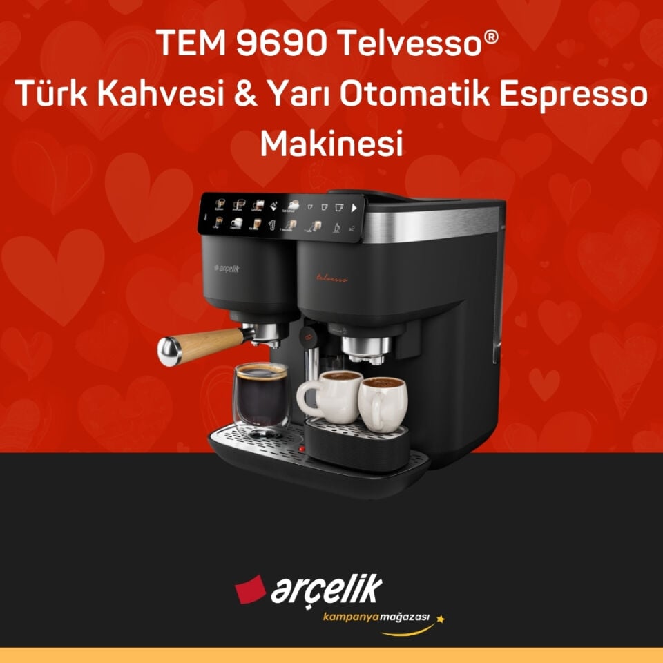 ARÇELİK TEM 9690 Telvesso® Türk Kahvesi Makinesi & Yarı Otomatik Espresso Makinesi