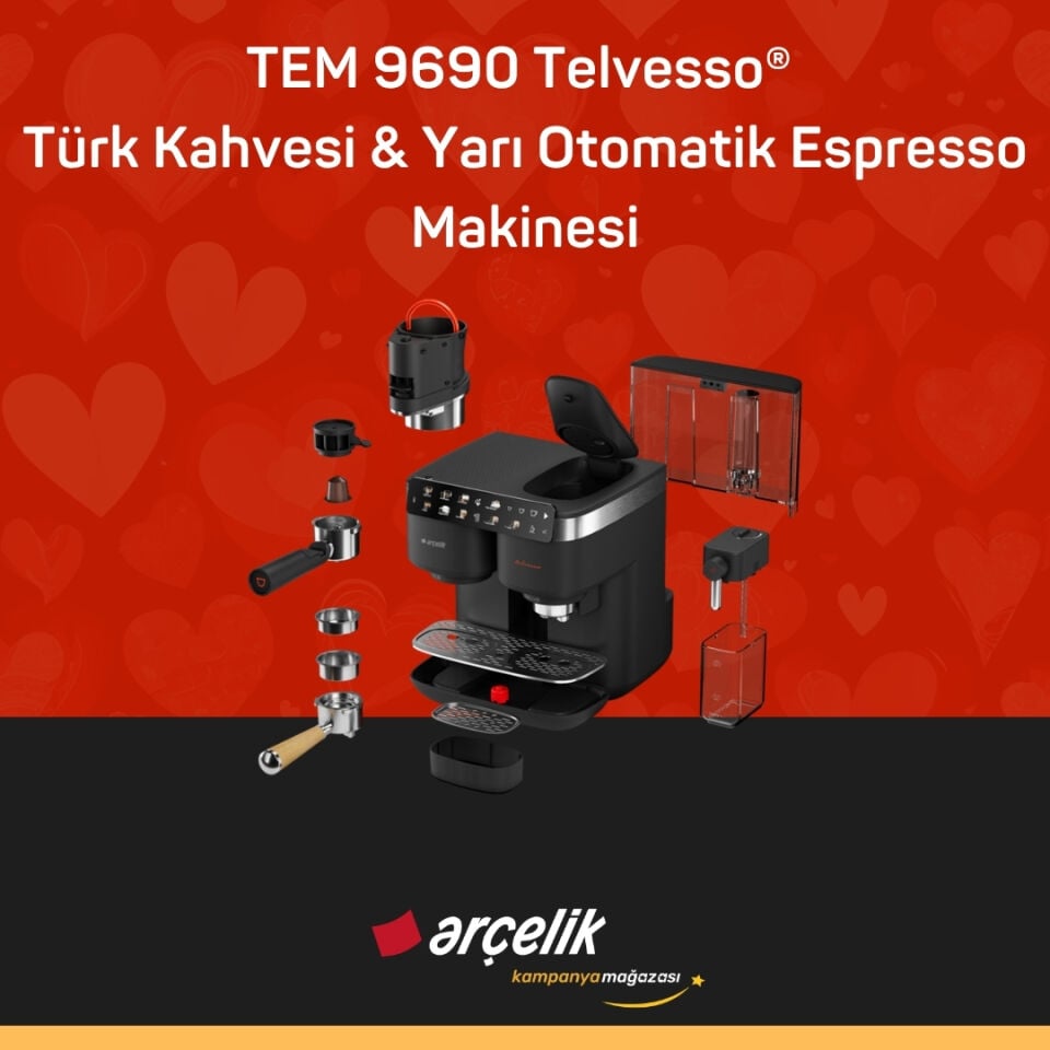 ARÇELİK TEM 9690 Telvesso® Türk Kahvesi Makinesi & Yarı Otomatik Espresso Makinesi