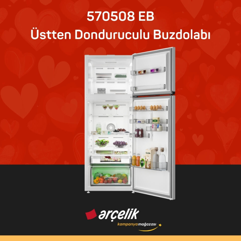 ARÇELİK 570508 EB Üstten Donduruculu Buzdolabı