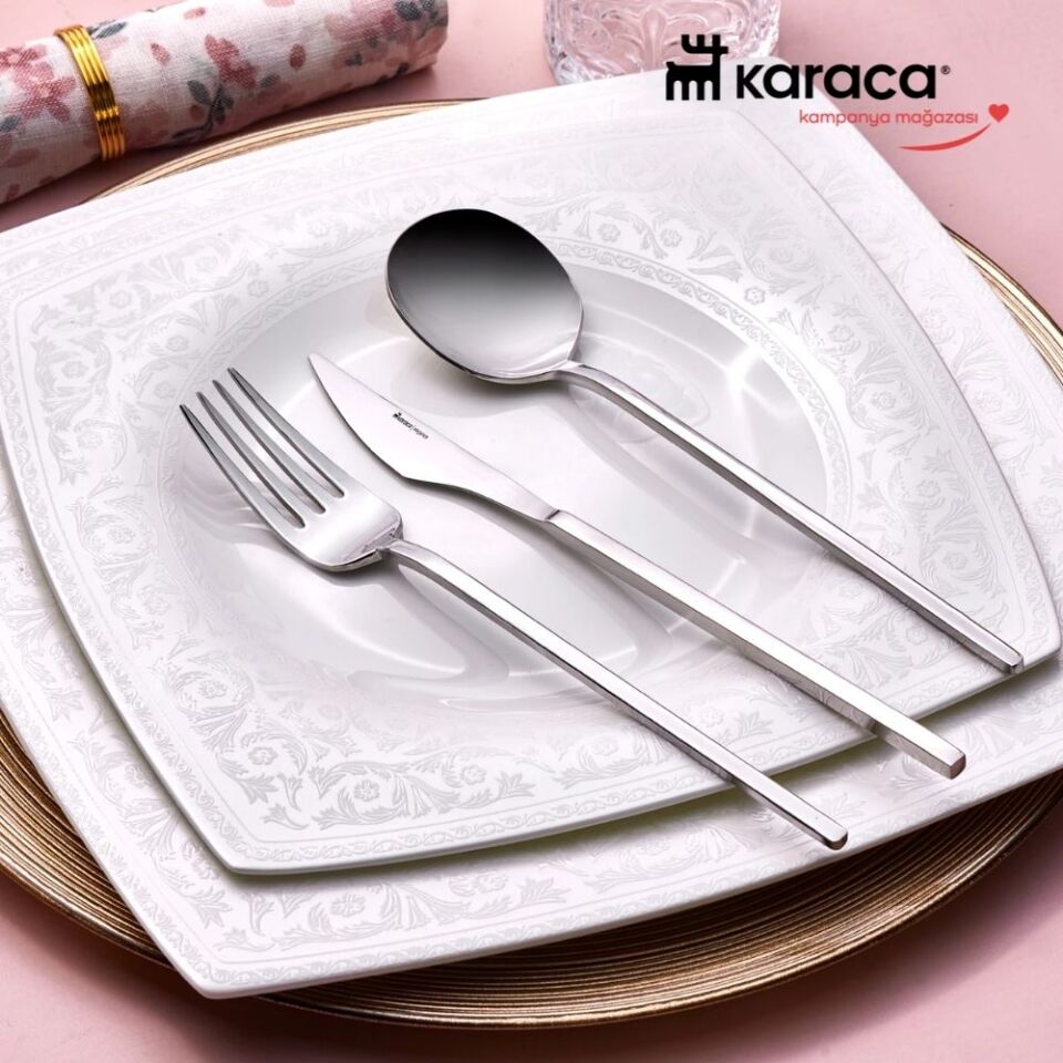Karaca Premium Fortuna Platin 12 Kişilik 84 Parça Çatal Kaşık Bıçak Takımı