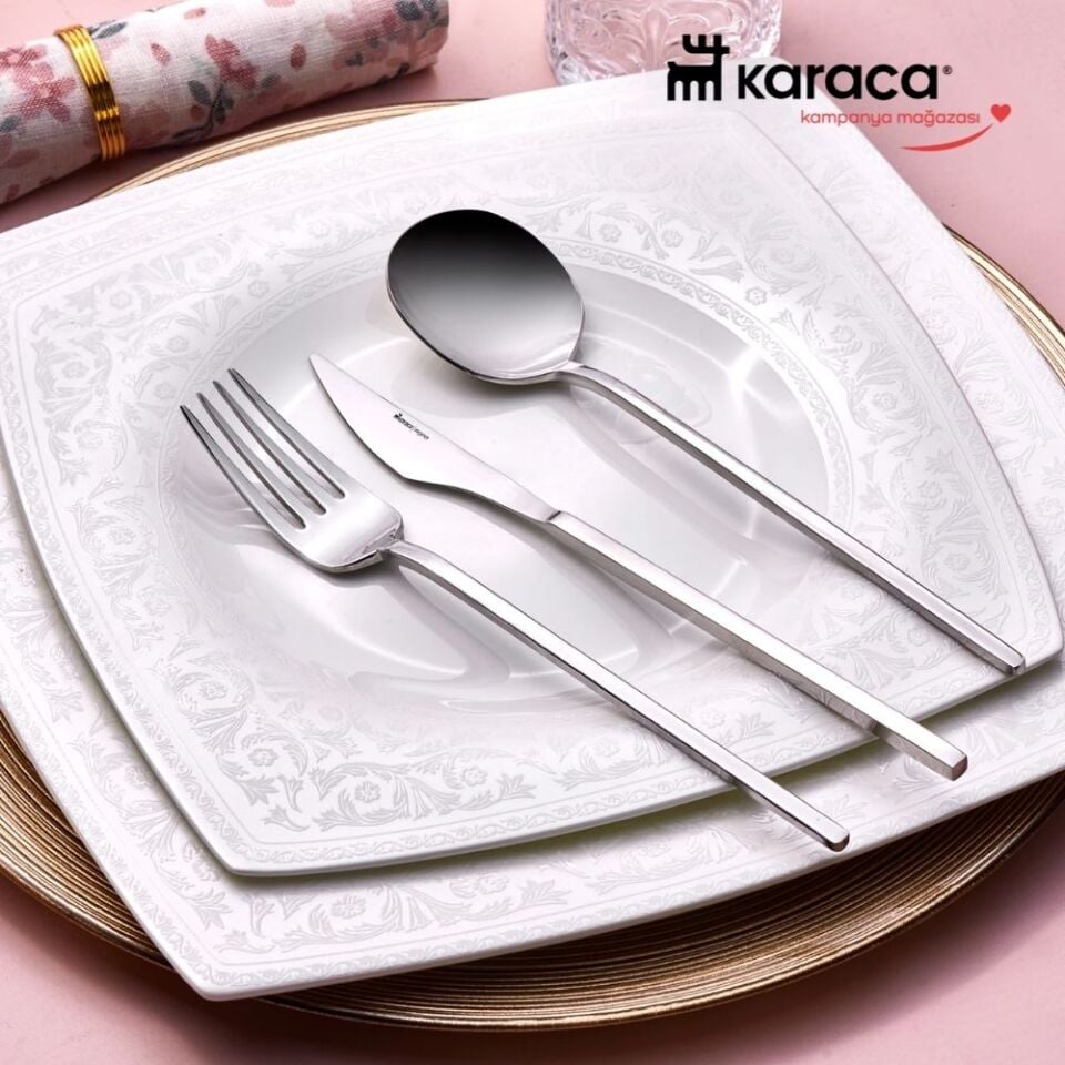 Karaca Premium Fortuna Platin 12 Kişilik 84 Parça Çatal Kaşık Bıçak Takımı