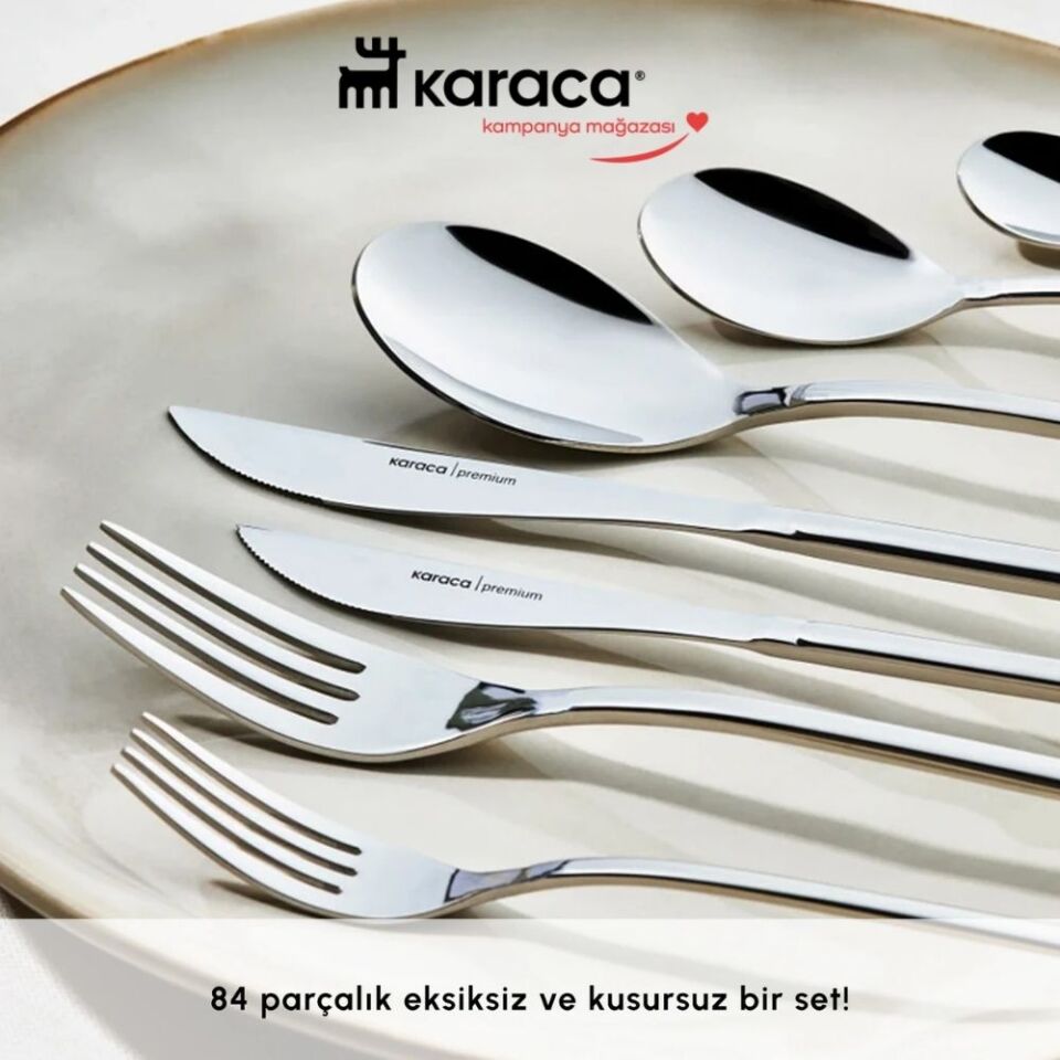 Karaca Premium View Platin 12 Kişilik 84 Parça Çatal Kaşık Bıçak Takımı