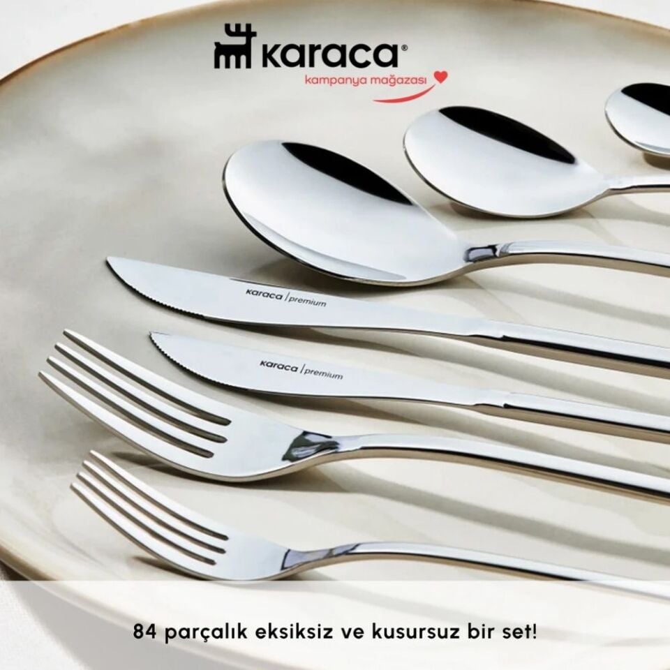 Karaca Premium View Platin 12 Kişilik 84 Parça Çatal Kaşık Bıçak Takımı