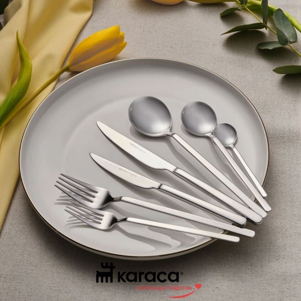 Karaca Elegance Gale Platin 12 Kişilik 84 Parça Çatal Kaşık Bıçak Takımı