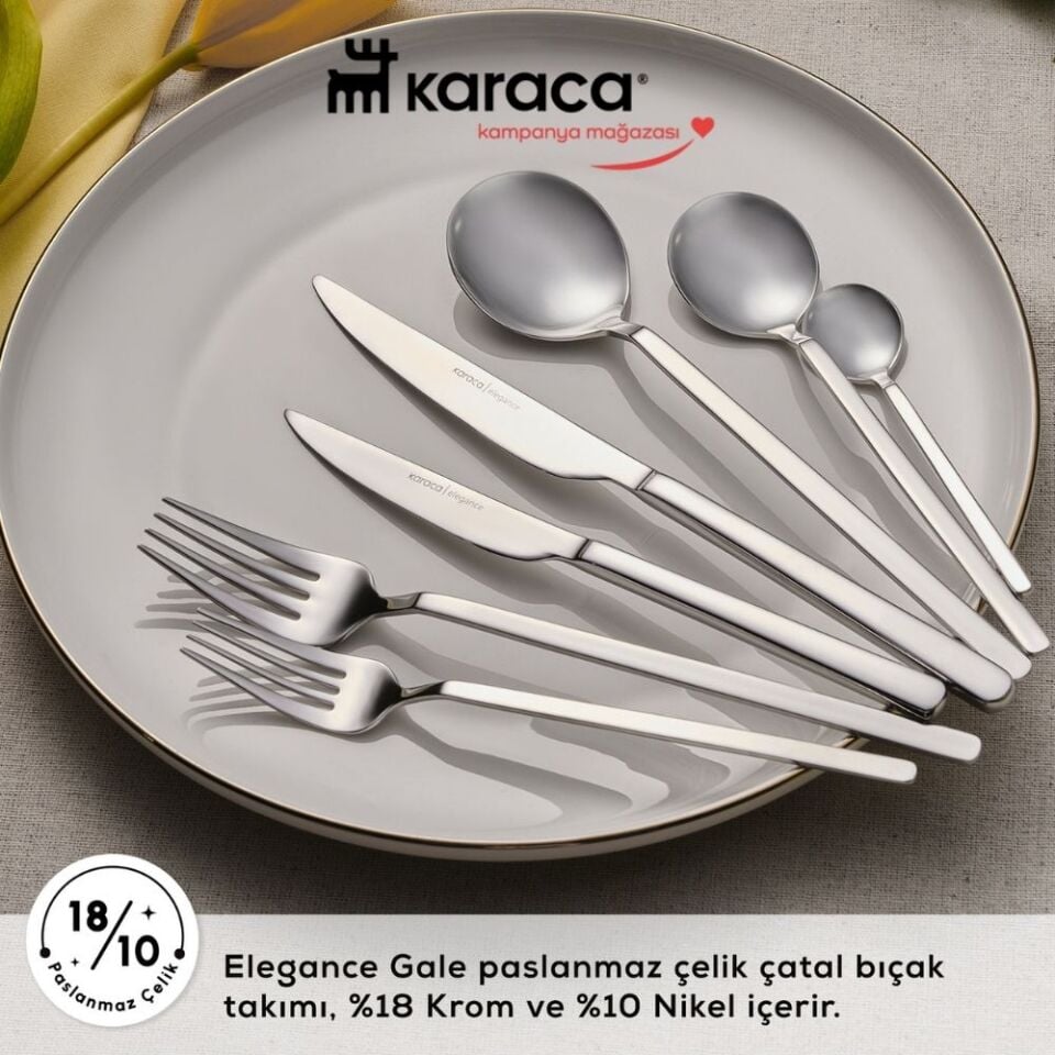 Karaca Elegance Gale Platin 12 Kişilik 84 Parça Çatal Kaşık Bıçak Takımı