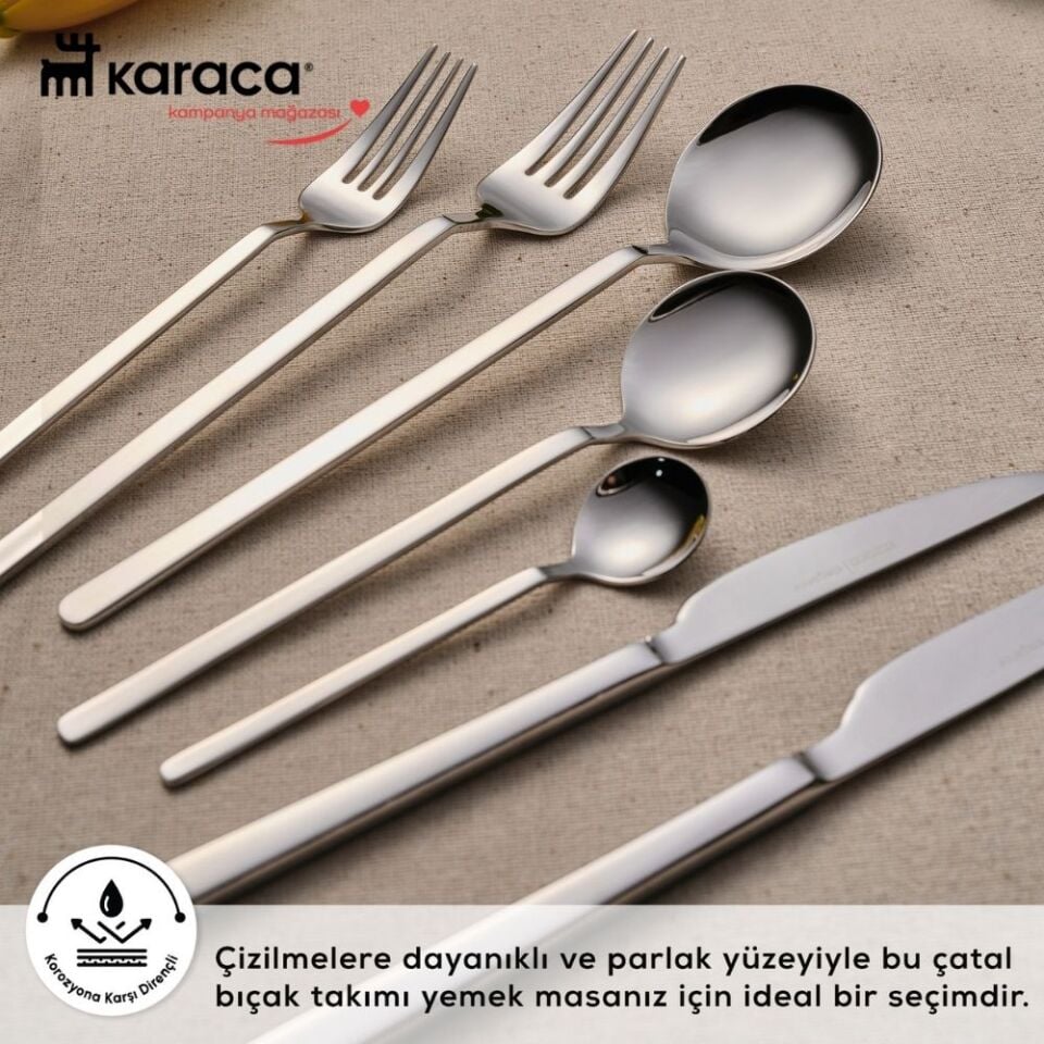 Karaca Elegance Gale Platin 12 Kişilik 84 Parça Çatal Kaşık Bıçak Takımı