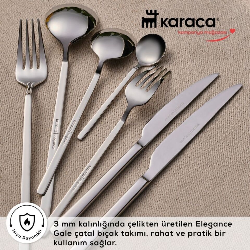 Karaca Elegance Gale Platin 12 Kişilik 84 Parça Çatal Kaşık Bıçak Takımı