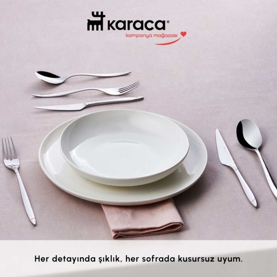 Karaca Elegance Holey Platin 12 Kişilik 84 Parça Çatal Kaşık Bıçak Takımı