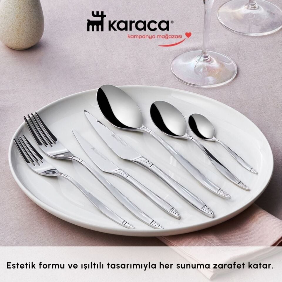 Karaca Elegance Holey Platin 12 Kişilik 84 Parça Çatal Kaşık Bıçak Takımı