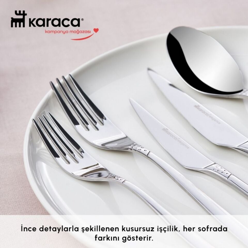 Karaca Elegance Holey Platin 12 Kişilik 84 Parça Çatal Kaşık Bıçak Takımı
