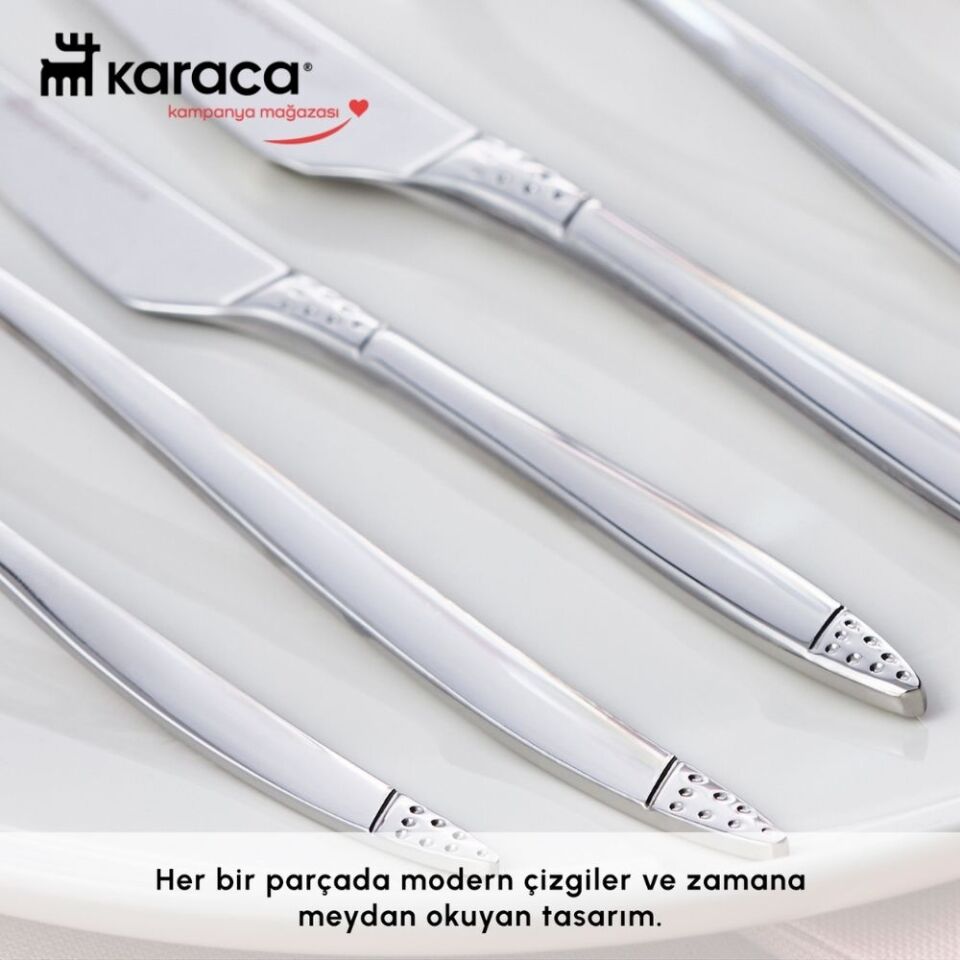 Karaca Elegance Holey Platin 12 Kişilik 84 Parça Çatal Kaşık Bıçak Takımı