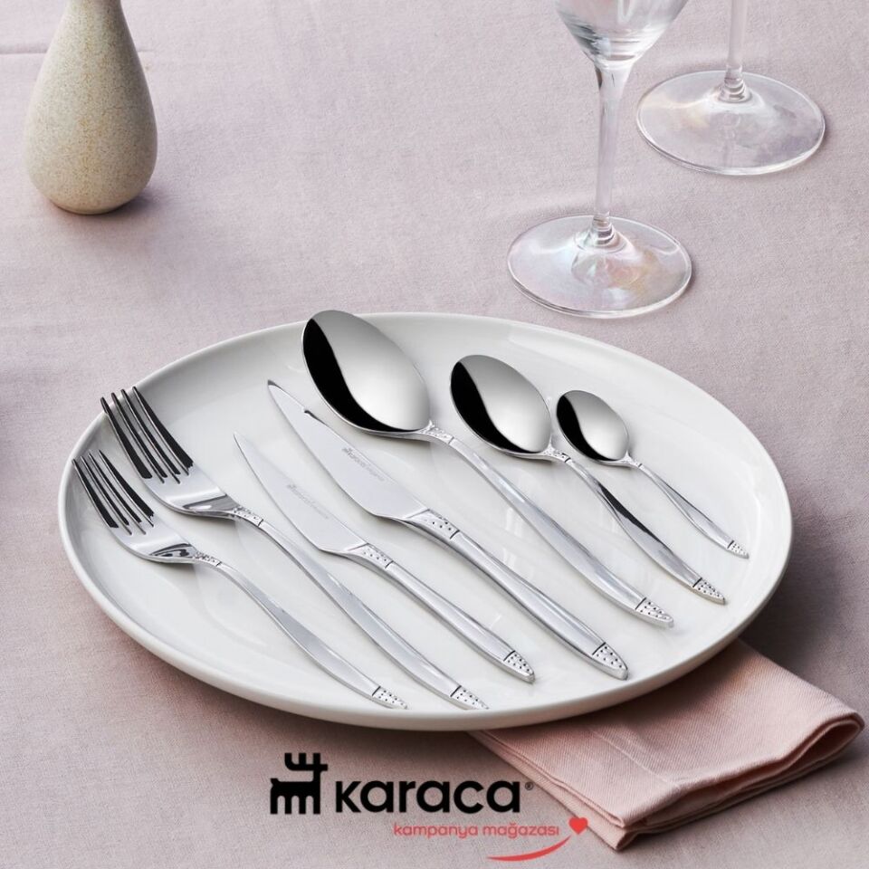 Karaca 316 Premium Halley Platin 12 Kişilik 84 Parça Çatal Kaşık Bıçak Takımı