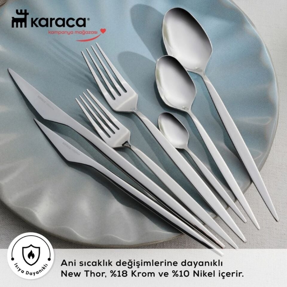 Karaca Elegance New Thor V2 Platin 12 Kişilik 84 Parça Çatal Kaşık Bıçak Takımı