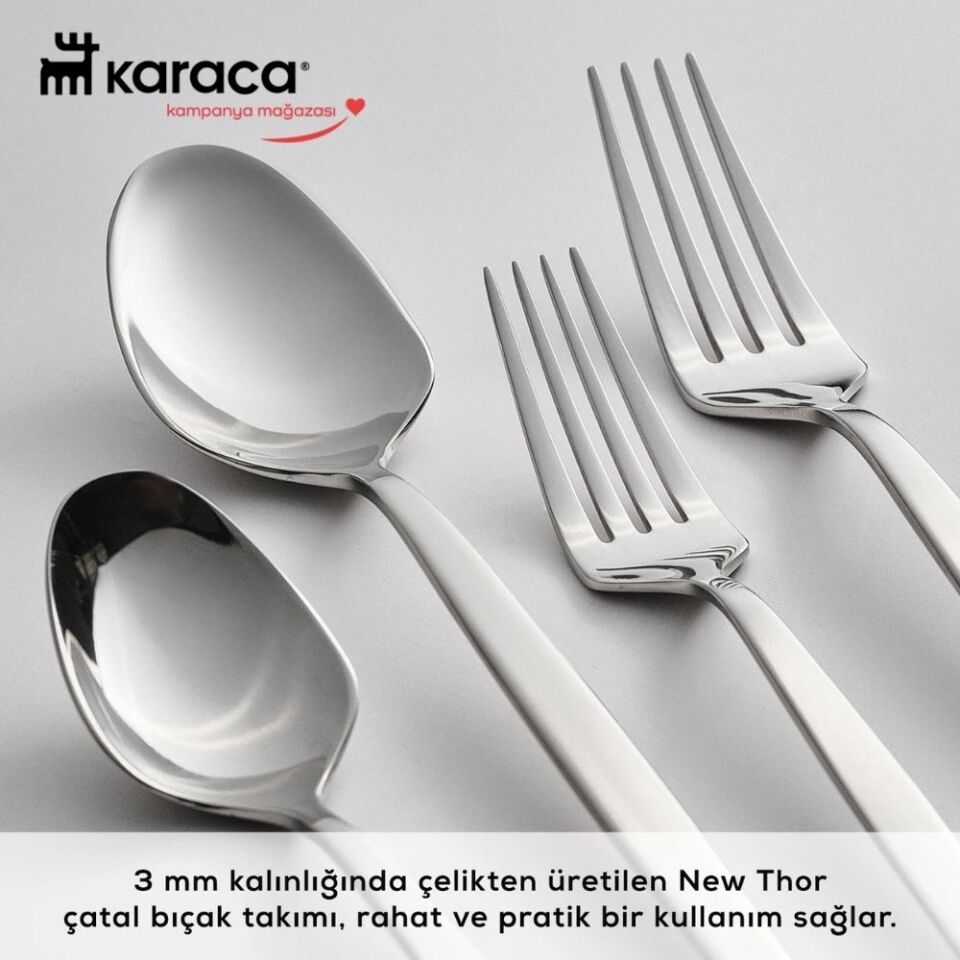 Karaca Elegance New Thor V2 Platin 12 Kişilik 84 Parça Çatal Kaşık Bıçak Takımı