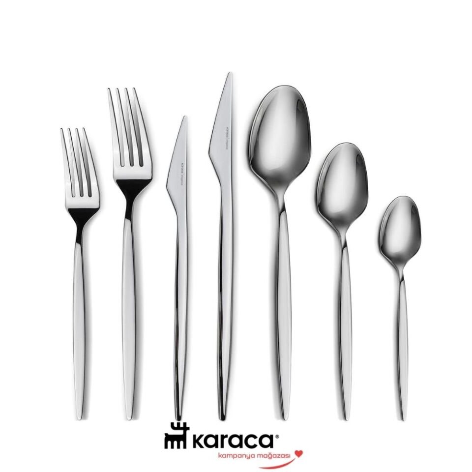 Karaca Elegance New Thor V2 Platin 12 Kişilik 84 Parça Çatal Kaşık Bıçak Takımı