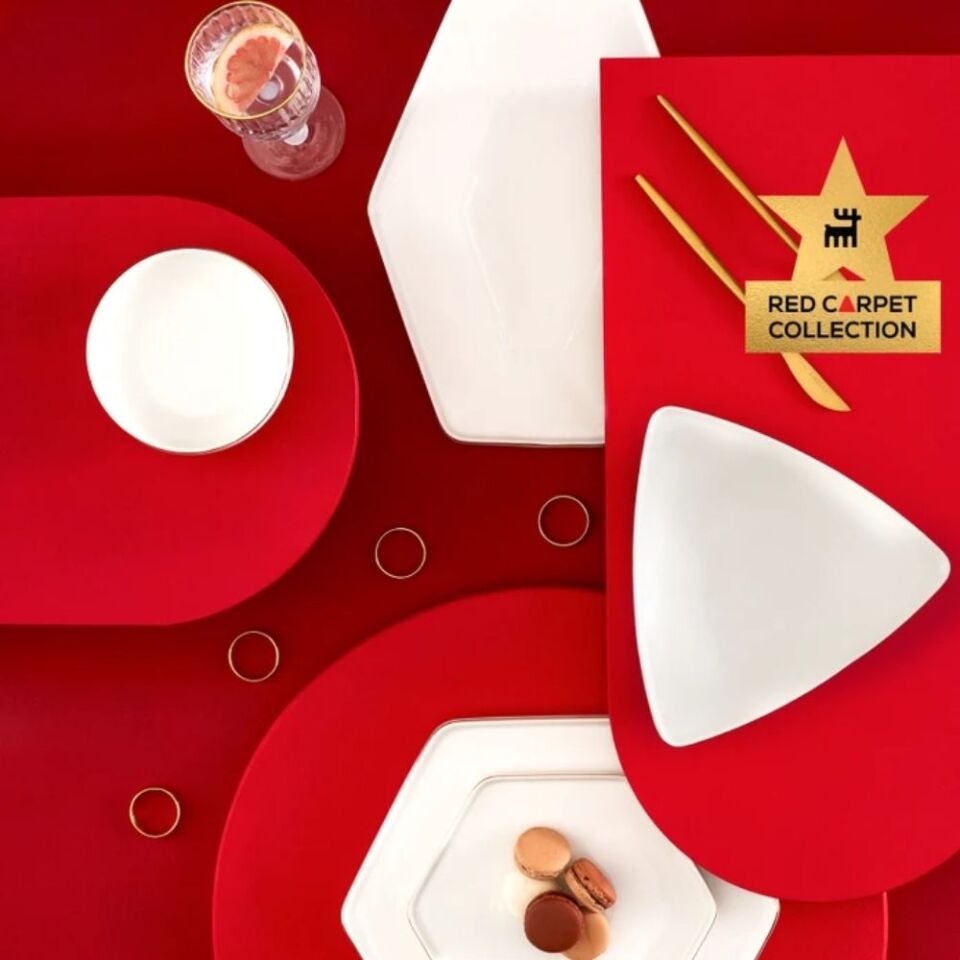 Karaca Red Carpet Collection Stream Bone Geo 59 Parça 12 Kişilik Yemek Takımı Gold