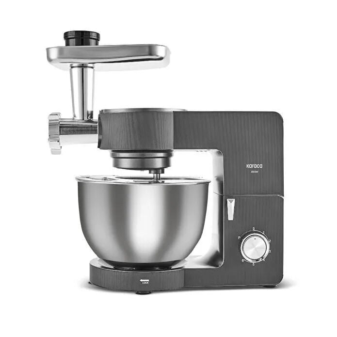 Karaca Multichef Ultra Kıyma Çekme/Sucuk-Sosis/İçli Köfte Aparatlı Hamur Yoğurma Makinesi Antrasit 2000W 8L