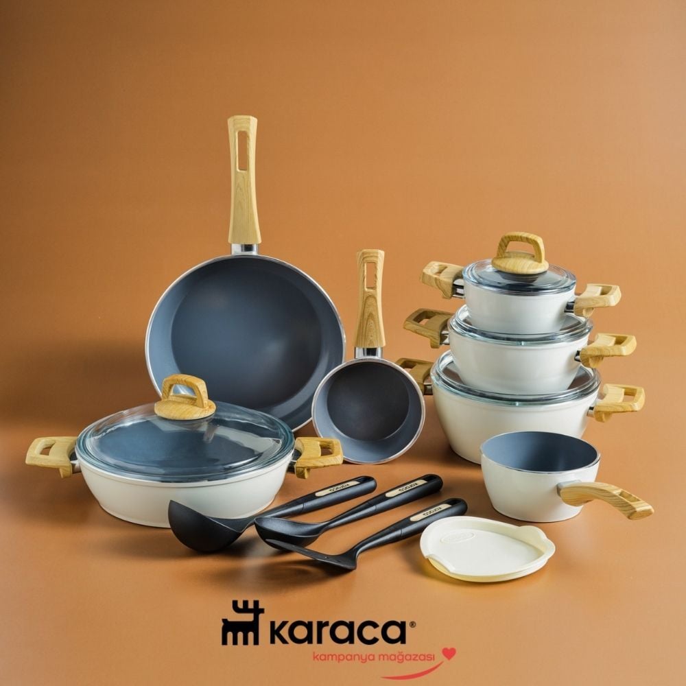 Karaca x Refika Swiss Crystal 15 Parça Tencere Seti Creamy