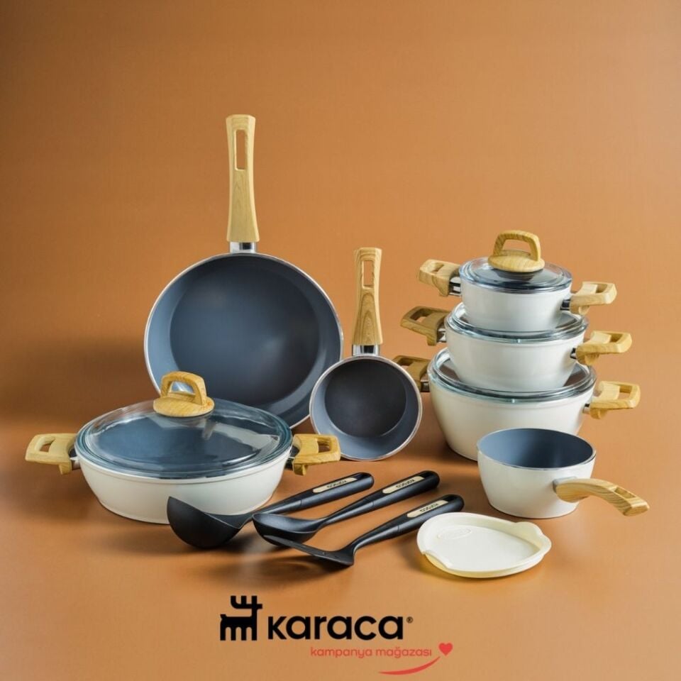 Karaca x Refika Swiss Crystal 15 Parça Tencere Seti Creamy