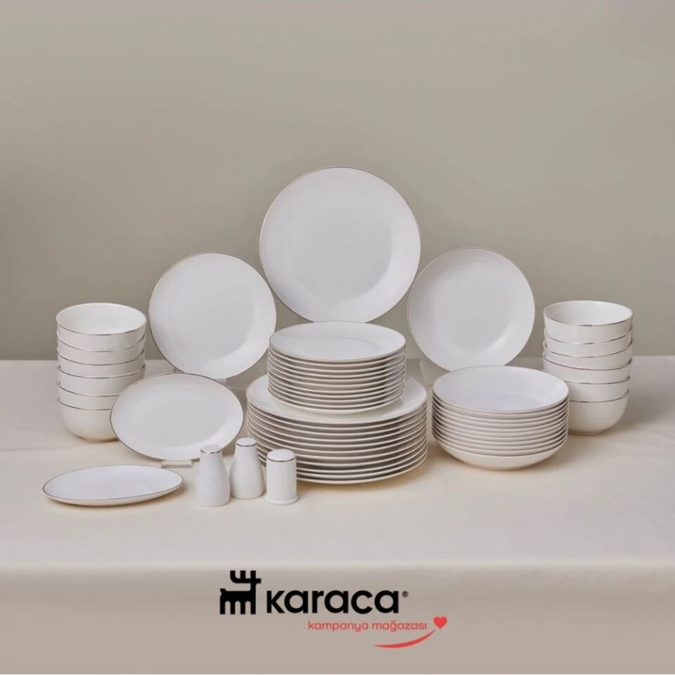 Karaca Elegance Bone Esbelto 53 Parça 12 Kişilik Yemek Takımı Gold