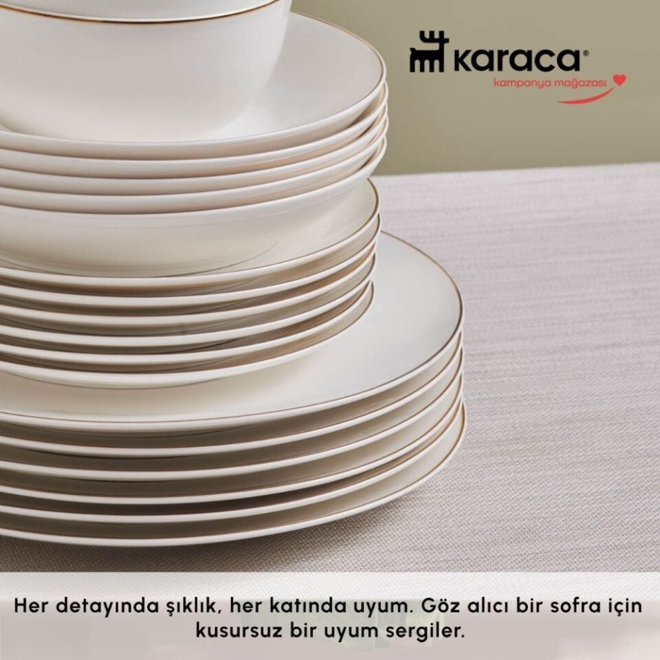 Karaca Elegance Bone Esbelto 53 Parça 12 Kişilik Yemek Takımı Gold
