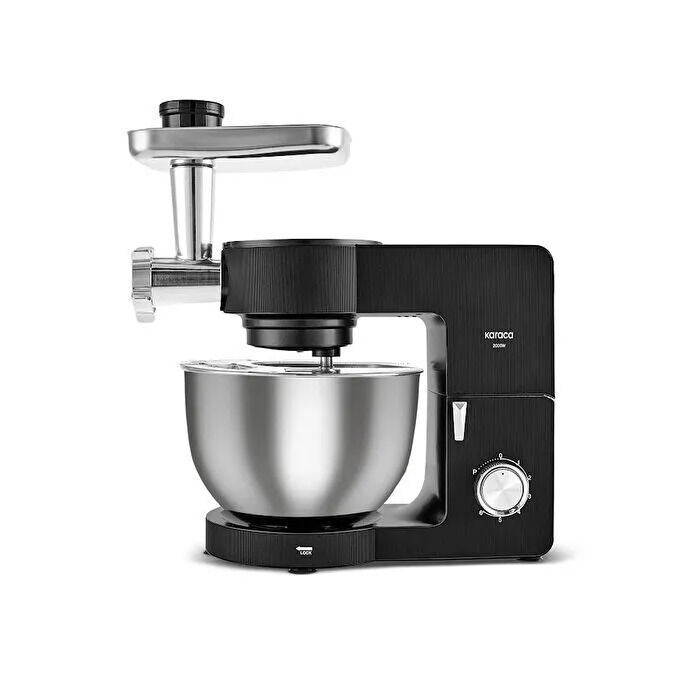Karaca Multichef Ultra Kıyma Çekme/Sucuk-Sosis/İçli Köfte Aparatlı Hamur Yoğurma Makinesi Black 2000W 8L