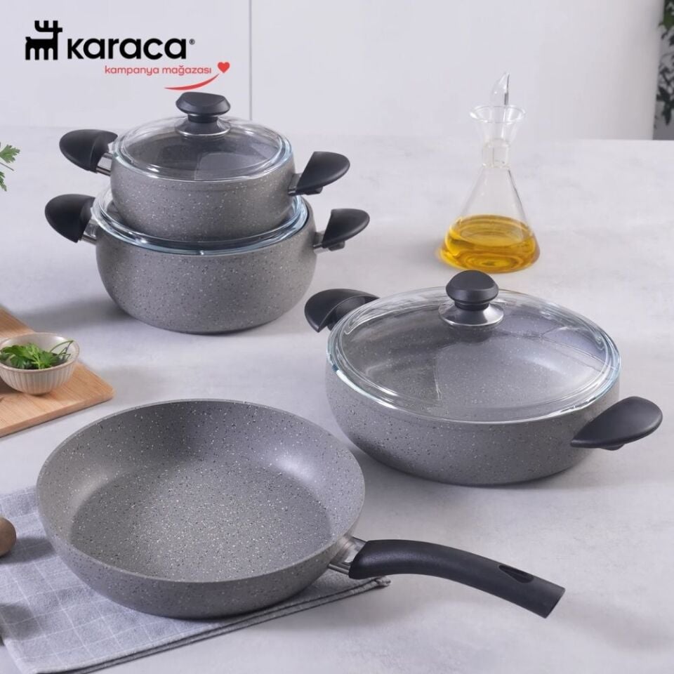 Karaca Biogranit Avanos 7 Parça Tencere Seti Gri