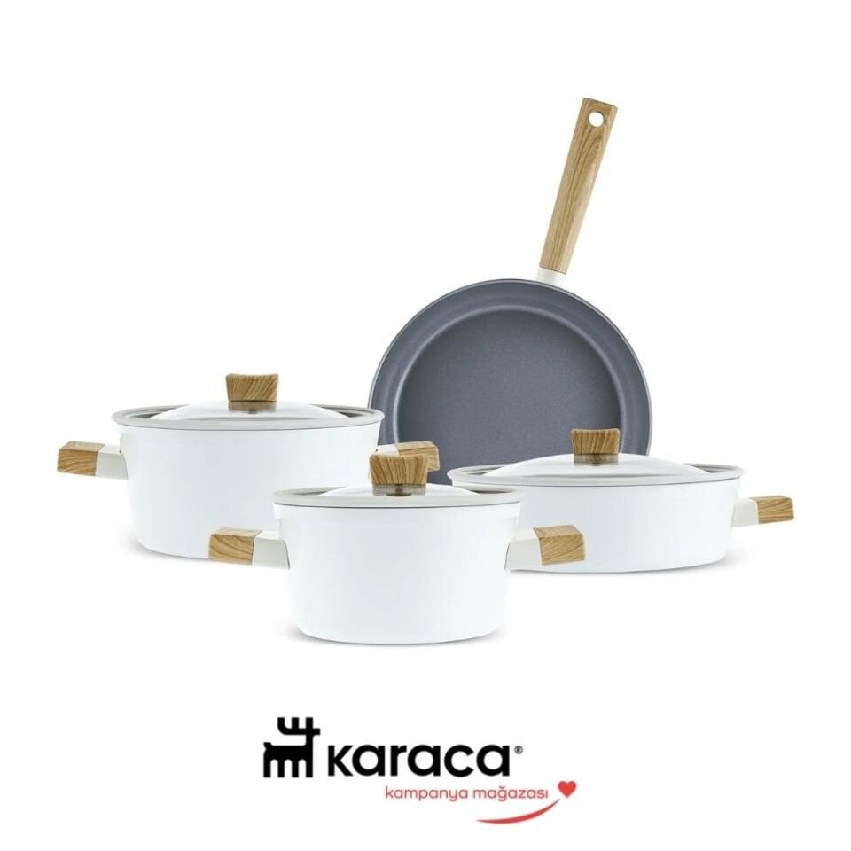 Karaca x Refika Swiss Crystal Creamy Wood 7 Parça Tencere Seti