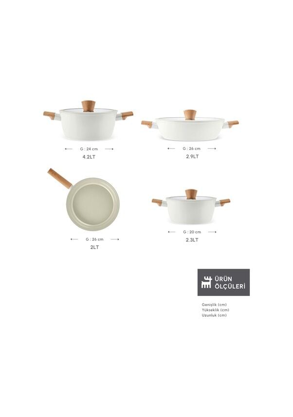 Karaca x Refika Swiss Crystal Creamy Wood 7 Parça Tencere Seti