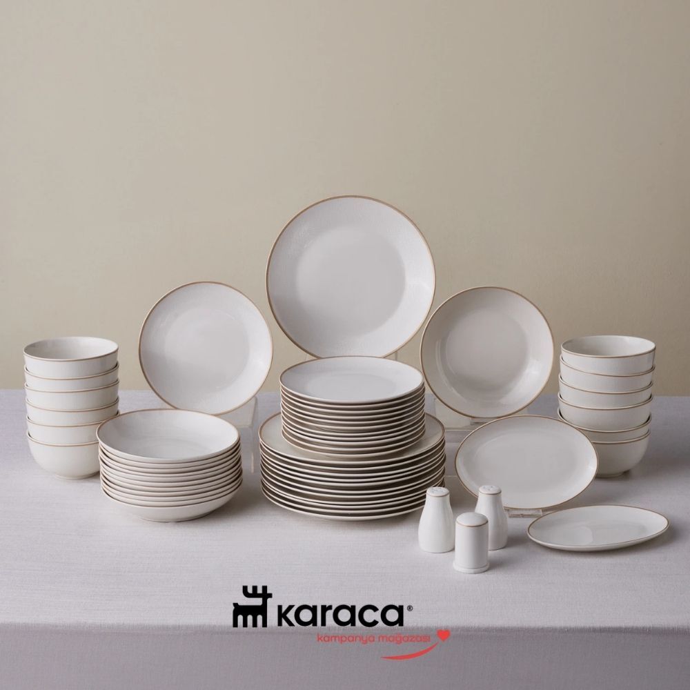Karaca Forever Bone Ollie 53 Parça 12 Kişilik Yemek Takımı Gold
