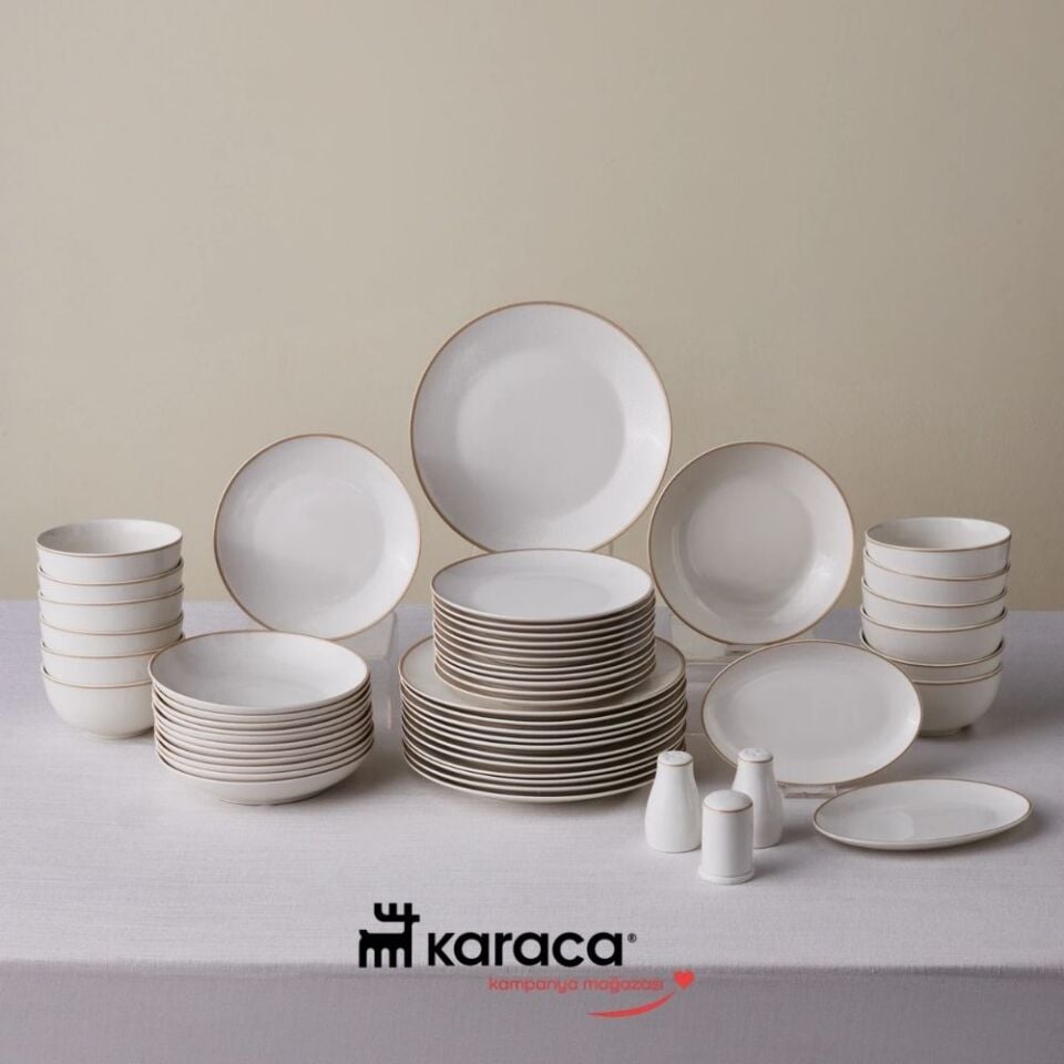 Karaca Forever Bone Ollie 53 Parça 12 Kişilik Yemek Takımı Gold