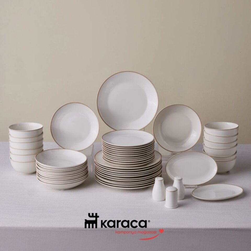 Karaca Forever Bone Ollie 53 Parça 12 Kişilik Yemek Takımı Gold