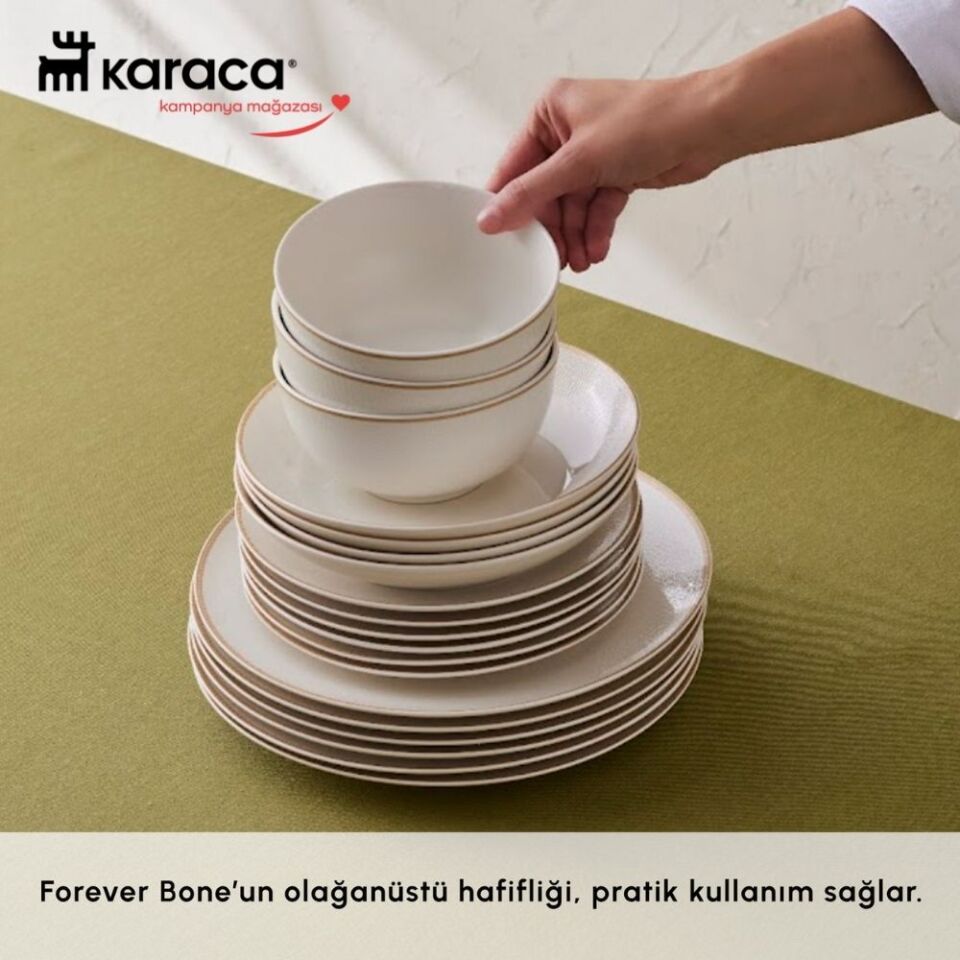 Karaca Forever Bone Ollie 53 Parça 12 Kişilik Yemek Takımı Gold