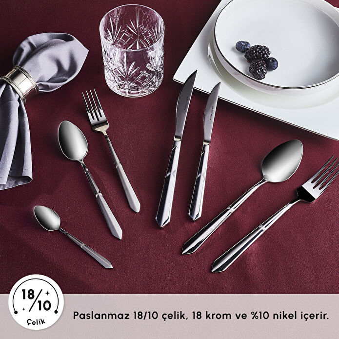 Karaca Red Carpet Collection Elegance New Diamond Platin 12 Kişilik 84 Parça Çatal Kaşık Bıçak Takımı