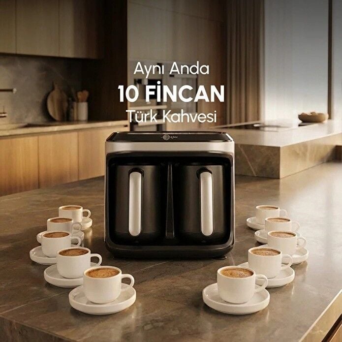 Karaca Hatır Hüp Düet Aroma İkili 10 Fincan Kapasiteli Türk Kahve Makinesi Space Gray