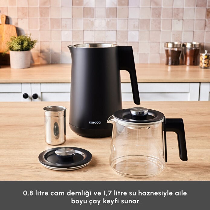 Karaca Cool Touch 1502 Çift Cidarlı Dijital Ekran Çay Makinesi Black