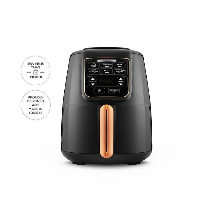 Karaca Air Pro Cook XL 2 in 1 Konuşan Airfryer Black Copper 4L