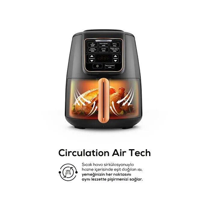 Karaca Air Pro Cook XL 2 in 1 Konuşan Airfryer Black Copper 4L