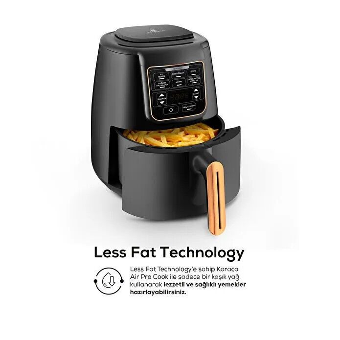 Karaca Air Pro Cook XL 2 in 1 Konuşan Airfryer Black Copper 4L