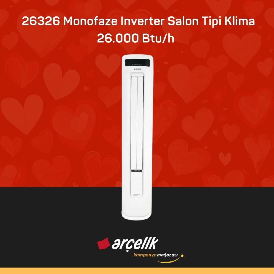 ARÇELİK 26326 Monofaze Inverter Salon Tipi Klima 26.000 Btu/h Salon Tipi Klima